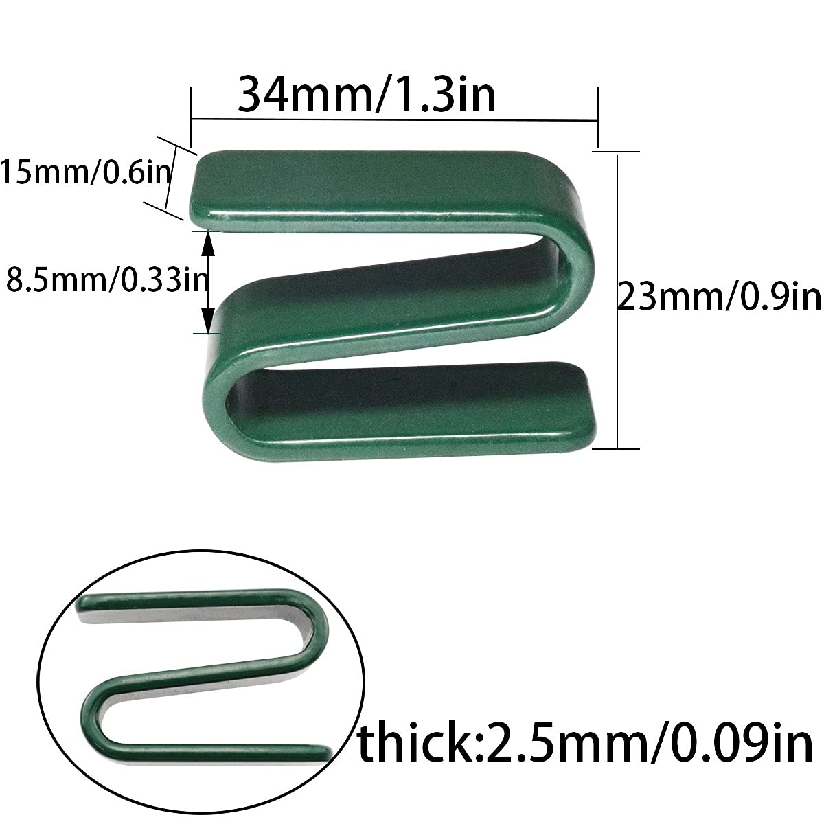 Green Steel S Hooks - Wire Shelf Clips -2 Green Steel S Hooks - Wire Shelf Clips -2