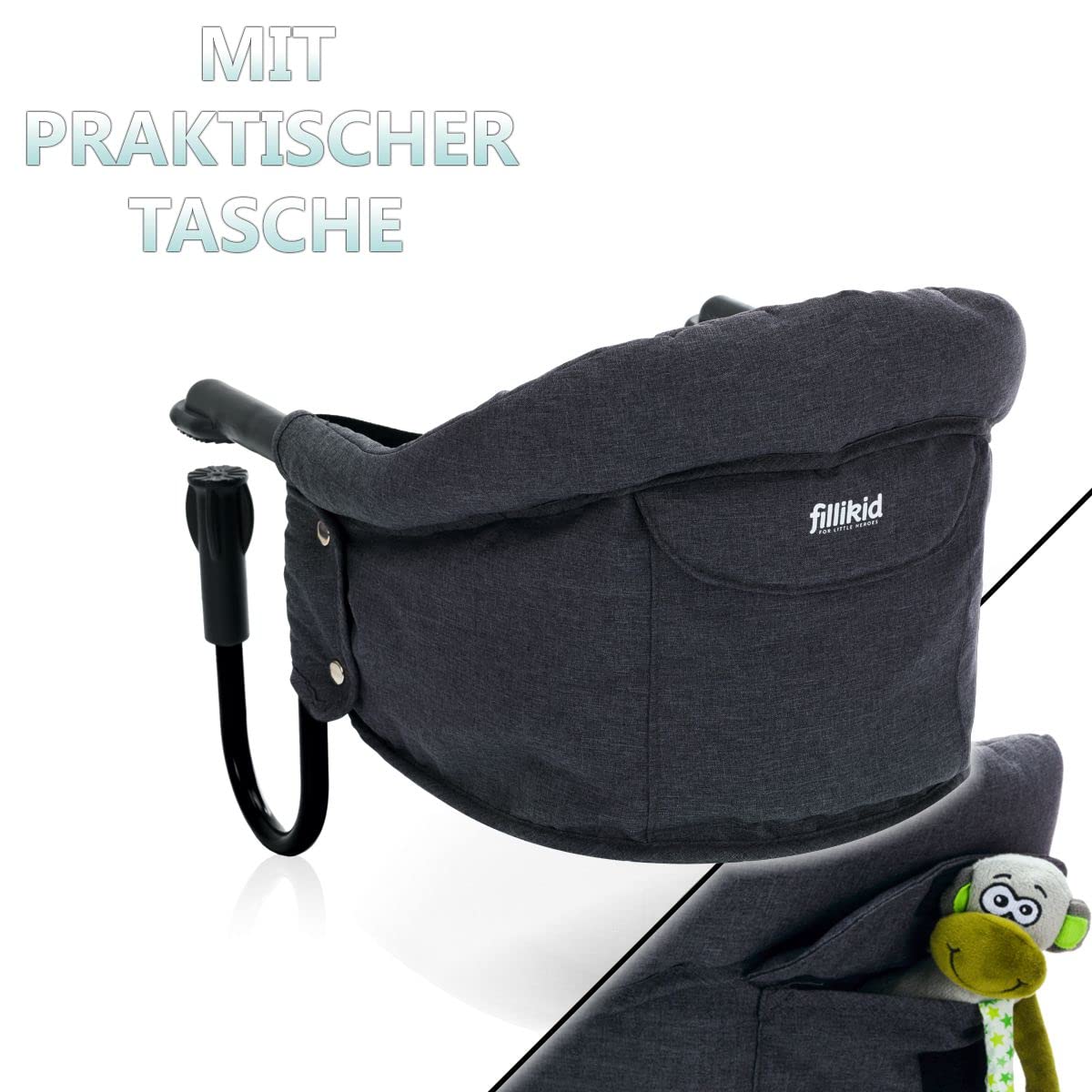 Tischsitz Baby Stuhlsitz mit Transporttasche für Tischplatten von 2 bis 8,5 cm
