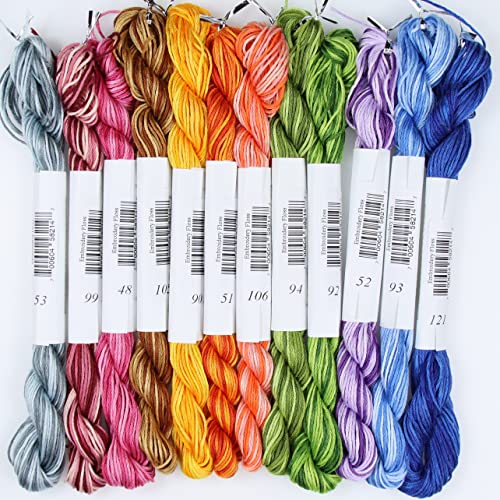 Image of KCS Big skeins of 25 Meters Size 25 Color Variegated Cross Stitch Stranded Threads,12 skeins,03