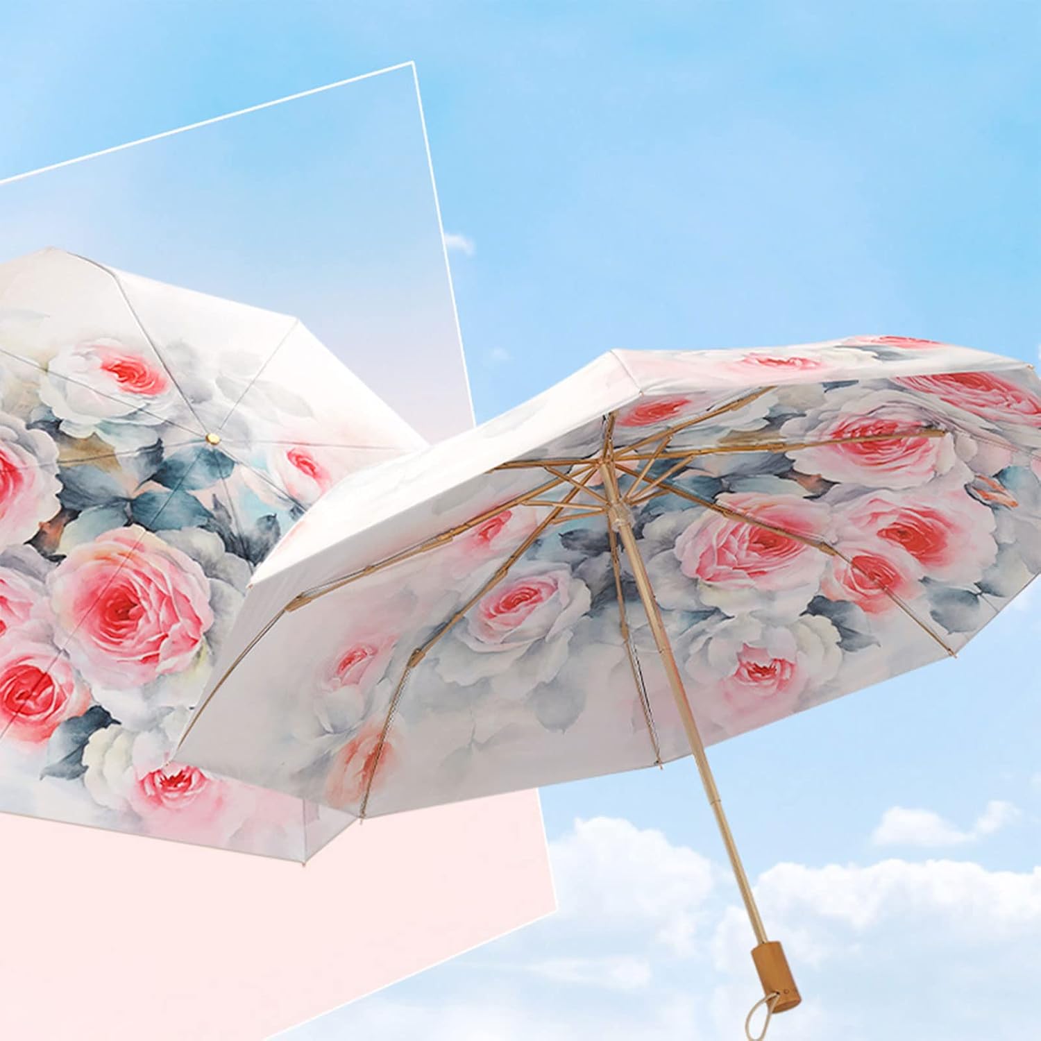 50+ UV For Protection Umbrella Travel Umbrella Light Weight Umbrella Windproof For Sun Rain Umbrellas For Four Travel Umbrella Windproof Compact Umbrella Lightweight