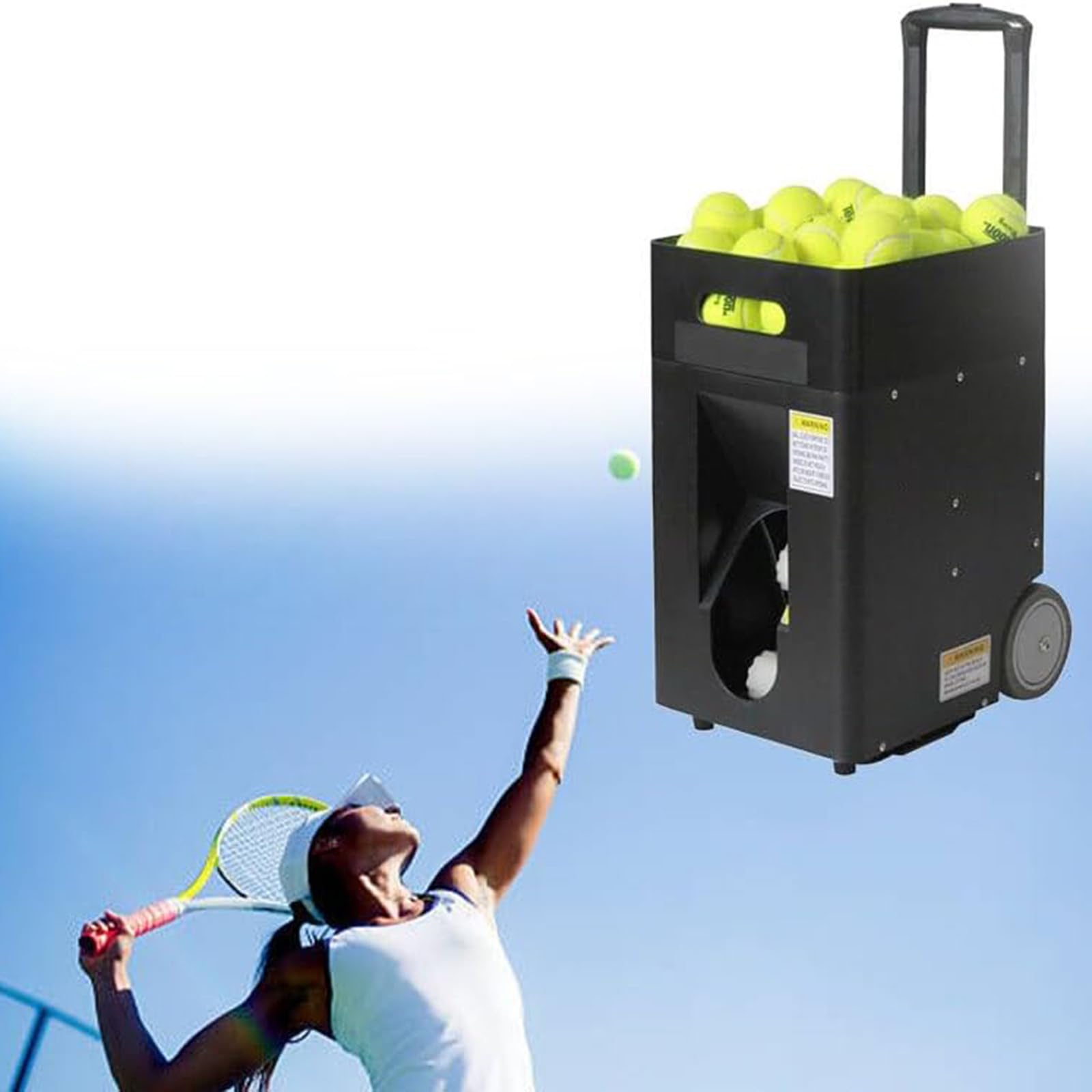 Máquina Portátil de Pelota De Tenis Automático con Capacidad para 50 Pelotas, Control Remoto Y Aplicación, Modo De Entrenamiento Completo para Principiantes Y Entrenamiento Individual