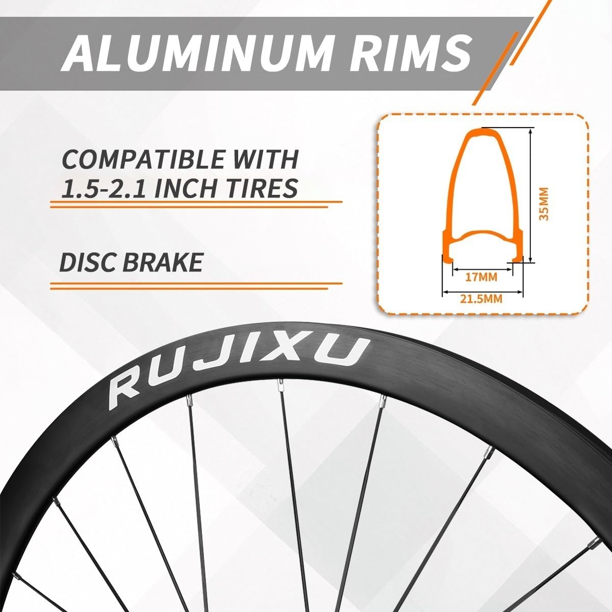 26/27.5/29 Zoll Mountainbike Laufradsatz Steckachse Felgen 12 * 100mm/12 * 142mm Aluminiumfelge Fahrradfelge Scheibenbremse Vorderrad Hinterrad Fahrrad Laufräder