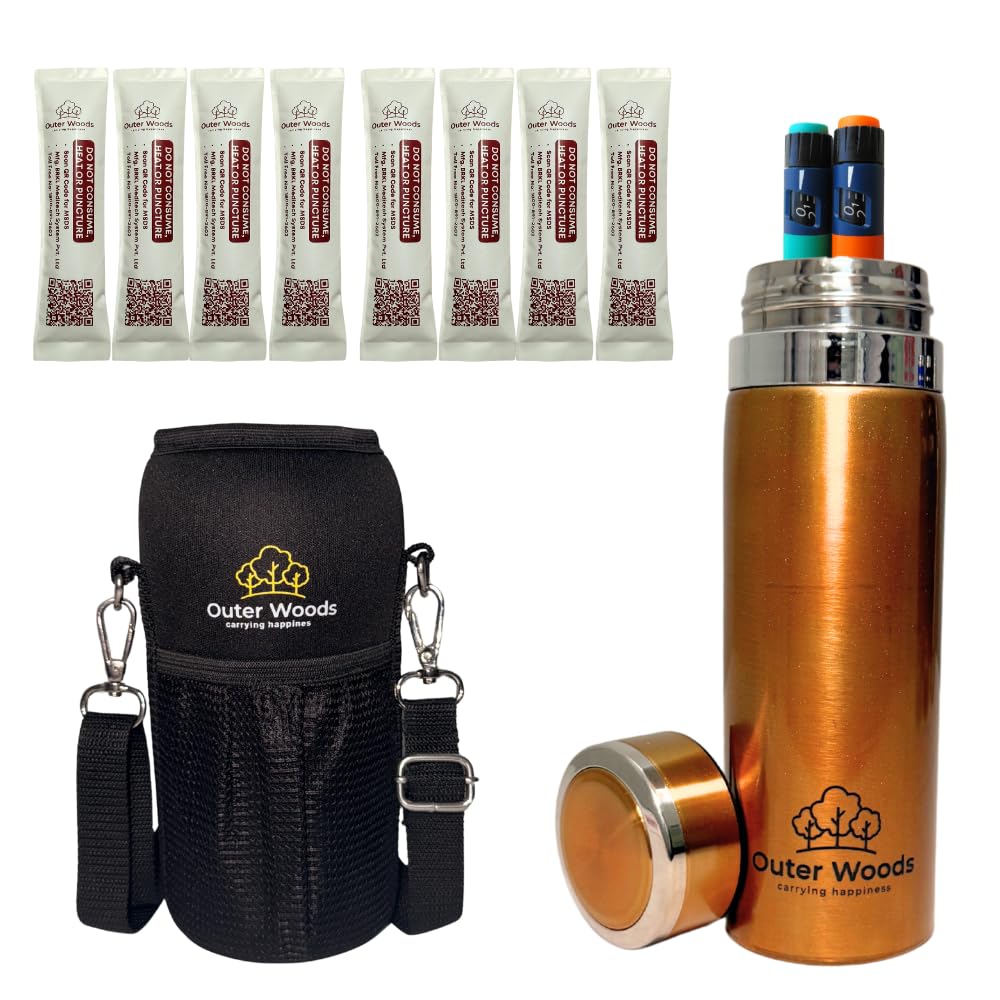 Insulin Cooling Bottle Travel Case for Diabetics | 24+ Hours Cooling | Insulin Travel Case | Insulin Travel Cooler | 4 + 4 Ice Gel Packs Included | Fits Insulin Pens up to 7.2 Inch (Golden) Insulin Cooling Bottle Travel Case for Diabetics | 24+ Hours Cooling | Insulin Travel Case | Insulin Travel Cooler | 4 + 4 Ice Gel Packs Included | Fits Insulin Pens up to 7.2 Inch (Golden)