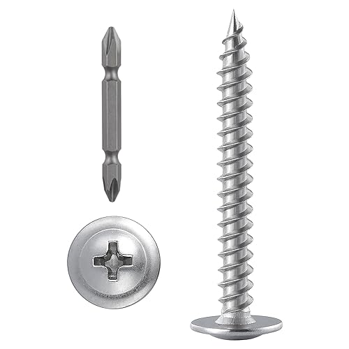 Miniatura 76 de Tornillos para madera de cabeza segmentada Phillips, metal autorroscante rápido, 100 unidades, de 2 pulgadas, #10, negro