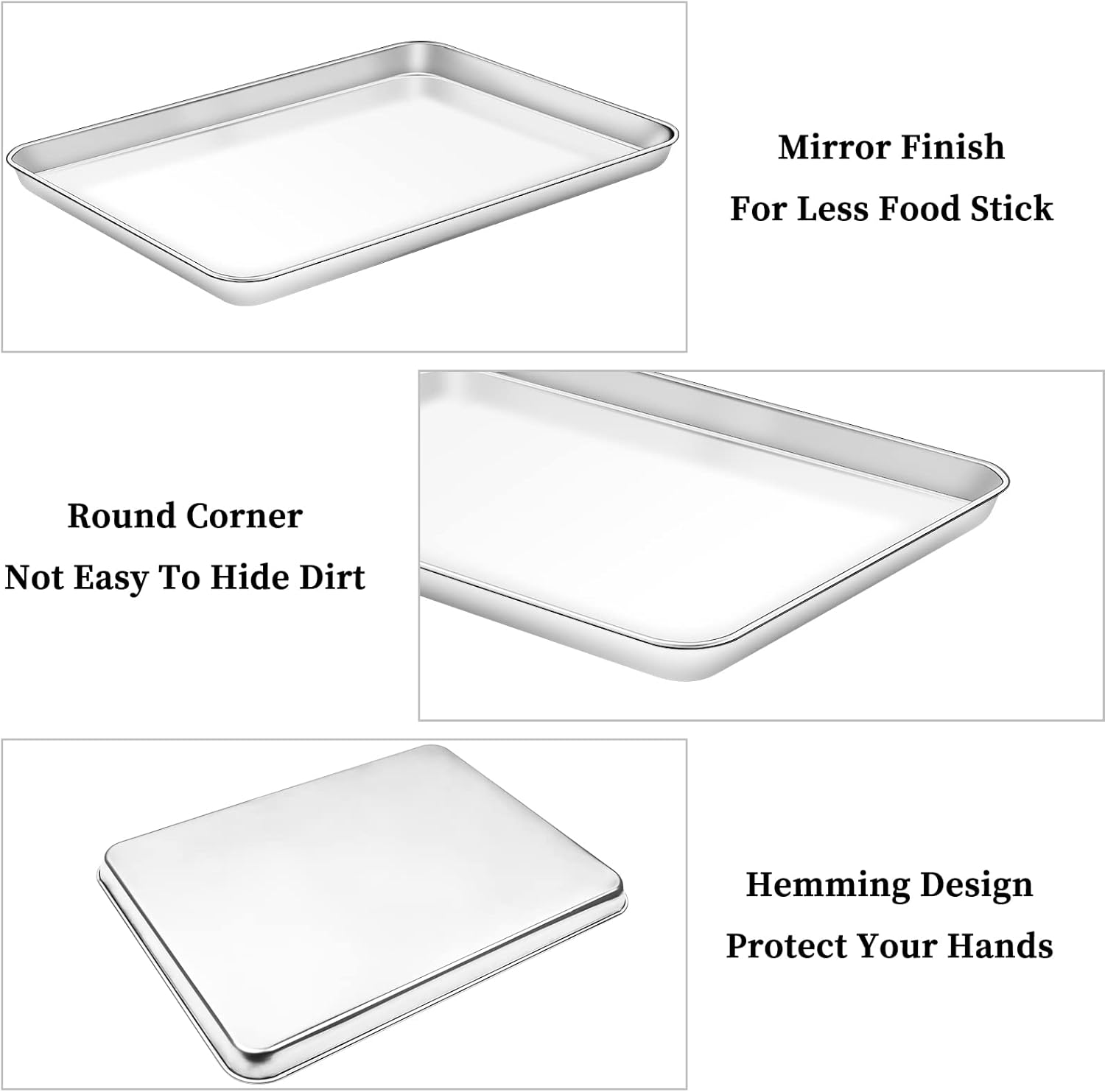 Deedro Baking Sheet with Rack Set [2 Sheets + 2 Racks], Stainless Steel Baking Pan Cookie Sheets Oven Tray with Cooling Rack, 16 x 12 x 1 Inch, Heavy Duty, Non-toxic, Easy Clean - Image 3