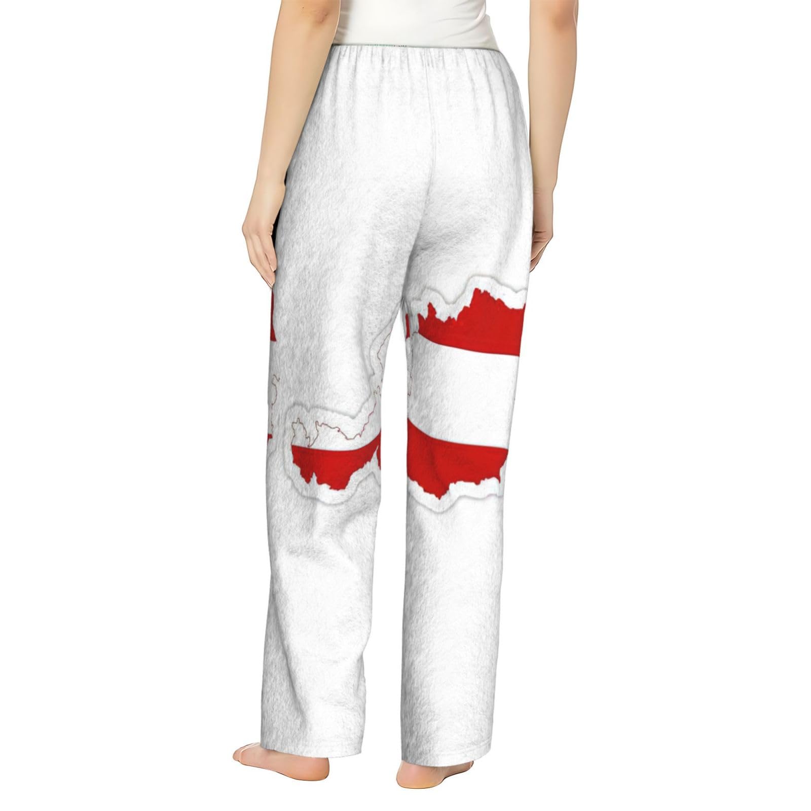 Damen-Schlafanzughose mit österreichischer Flagge, Flanell, warm, bequem, für Urlaub, Weihnachten