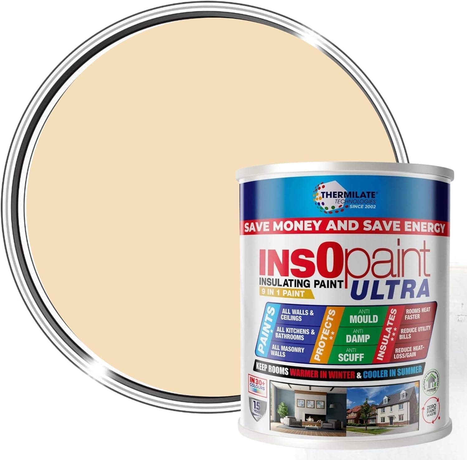 Thermilate Technology Matchstick Thermilate Insopaint Ultra Insulation Paint Advance Energy Saving Paint Keep Room Warm | 5L | Tough Acrylic Emulsion Wall Ceiling Paint