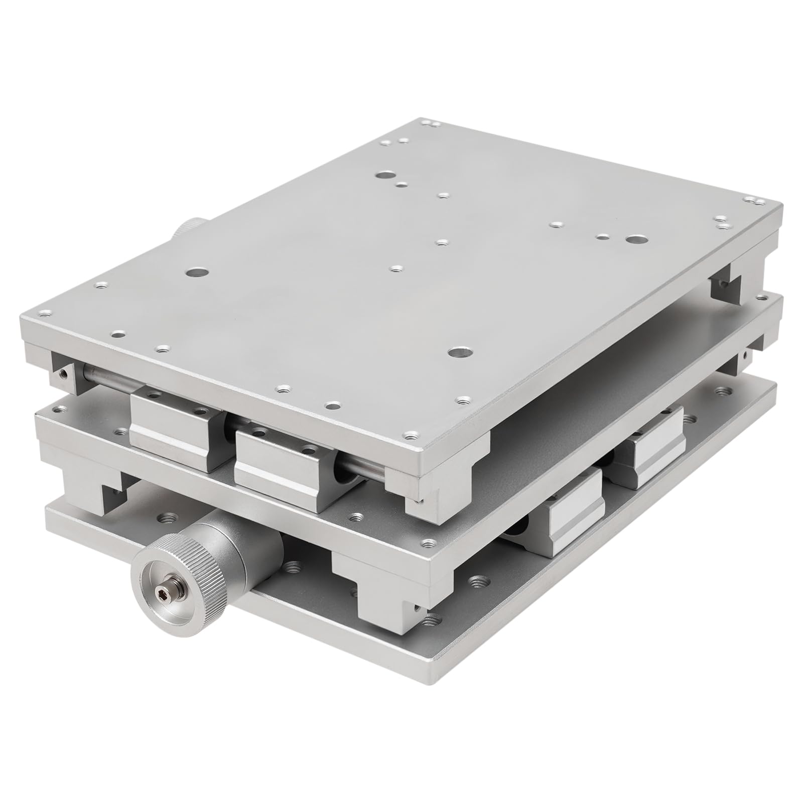 Manueller XY-2-Achsen-Lineartisch 50 * 80mm Schlaganfall M6 Threaded Hole Aluminiumlegierung Lineartisch mit Handrad XY Linear Stages für IC, U-Disk, MP3, Speicherkarte Positionsmarkierung