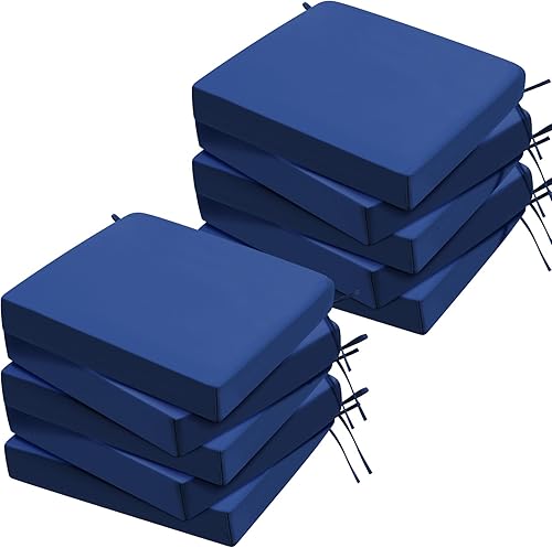 Soaoo Juego de 10 cojines para sillas de exterior para muebles de patio, jardín, impermeables, cuadrados, para exteriores, cojines de asiento de