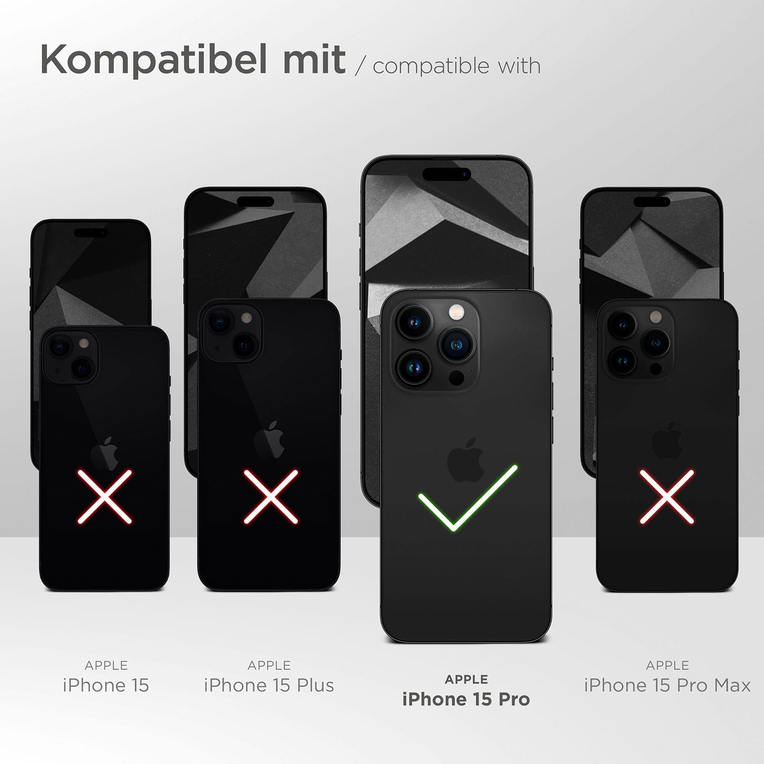 moex Hover Cover do Apple iPhone 15 Pro łańcuszek na telefon komórkowy z szerokim paskiem, etui z paskiem do zawieszenia, zdejmowany nylonowy łańcuszek z karabińczykiem, stylowy i bardzo wytrzymały –