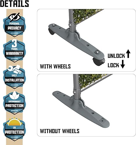 Miniatura 4 de TANG Divisor de ambientes móvil, fondos de madera de boj, pantallas de privacidad con ruedas lisas, divisor de pared portátil para oficina,