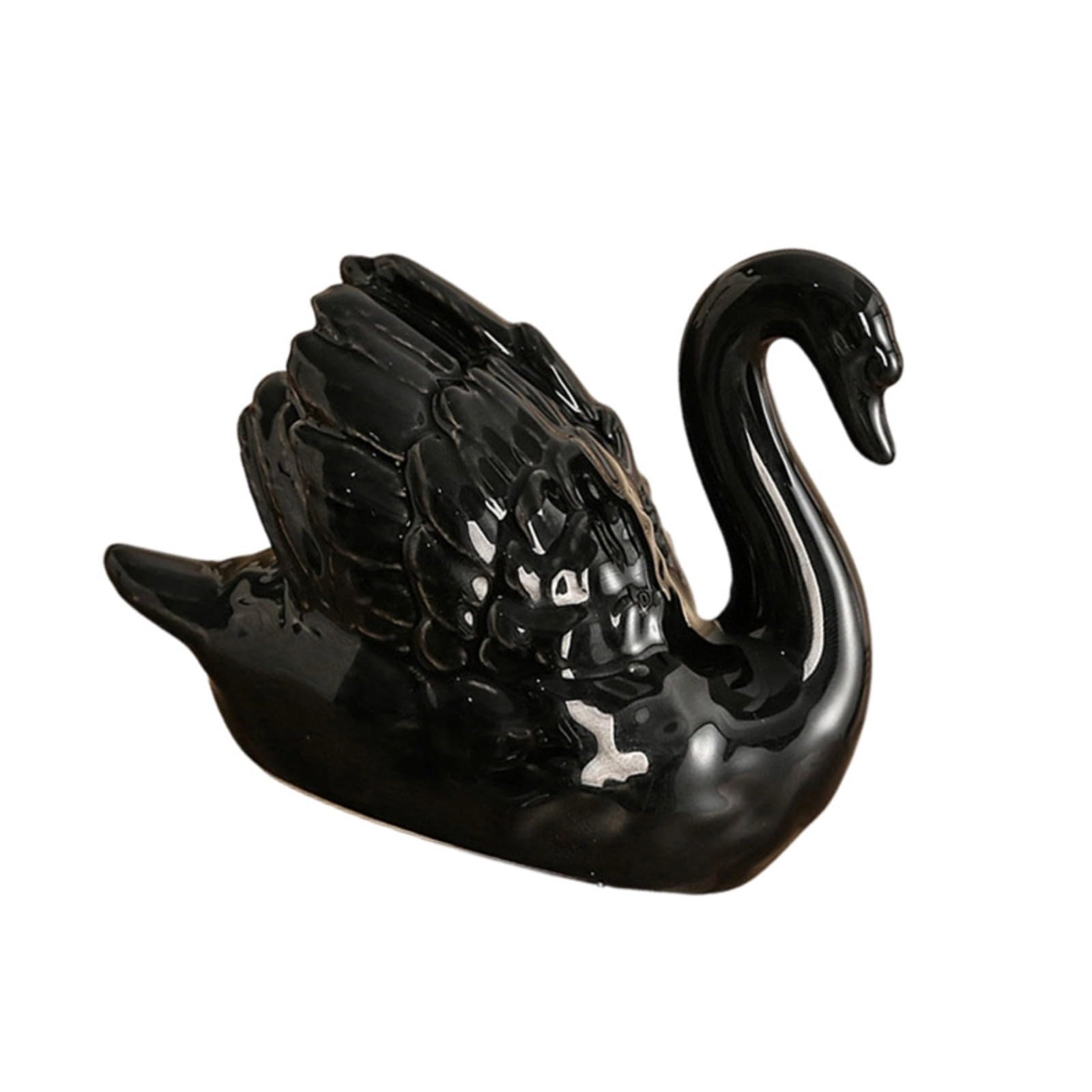 Piceioep Artistic Ceramic Ducks Sculpture in Black or White Color Elegant Animal Figurine for Desktop Display and Home Decors Ceramic Ducks Figurine