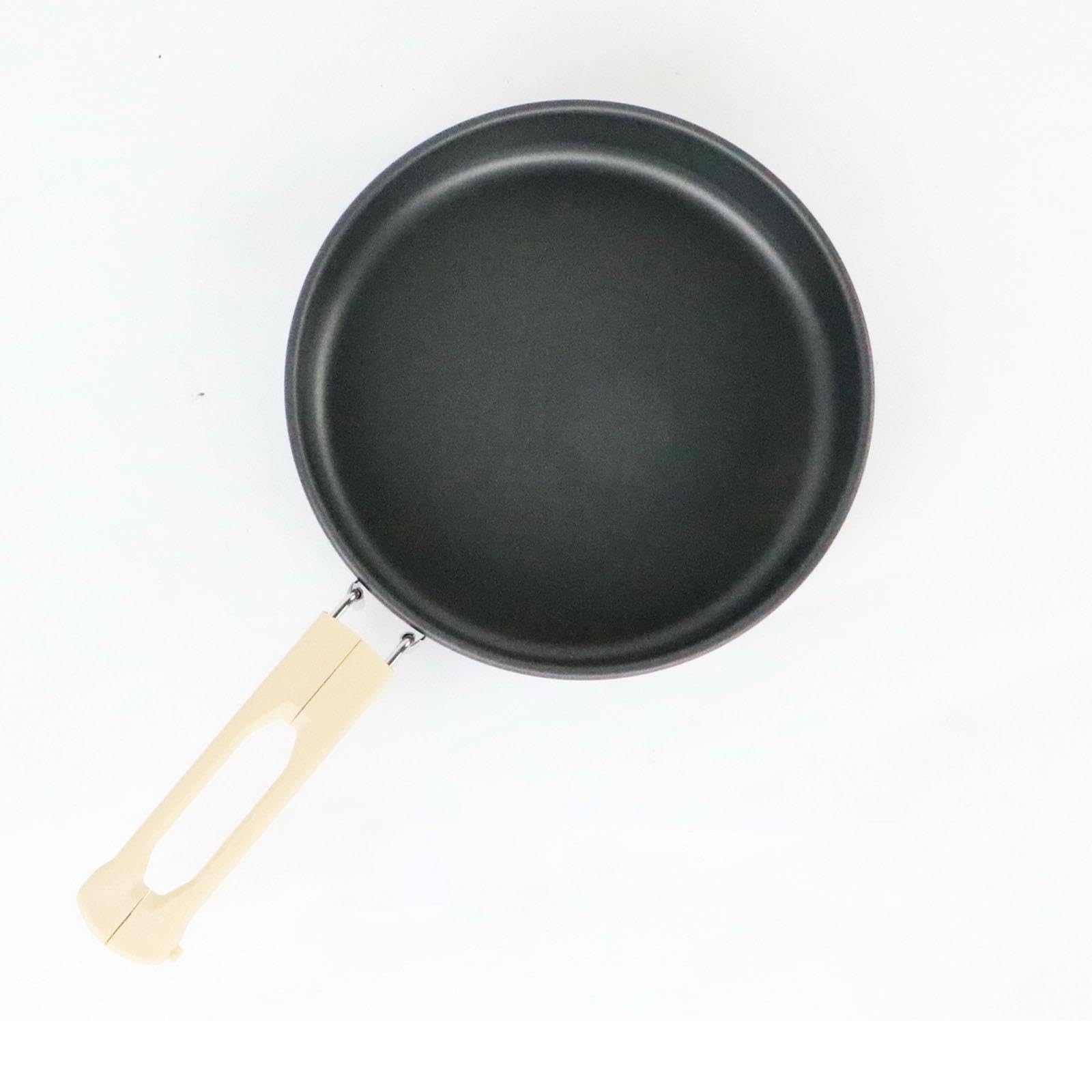 Yiju Camping Fry Pan Foldable Handle Reusable Lightweight Cookware Non Stick Skillet for Backpacking Picnic Travel Fishing Hiking, L Aluminum Alloy