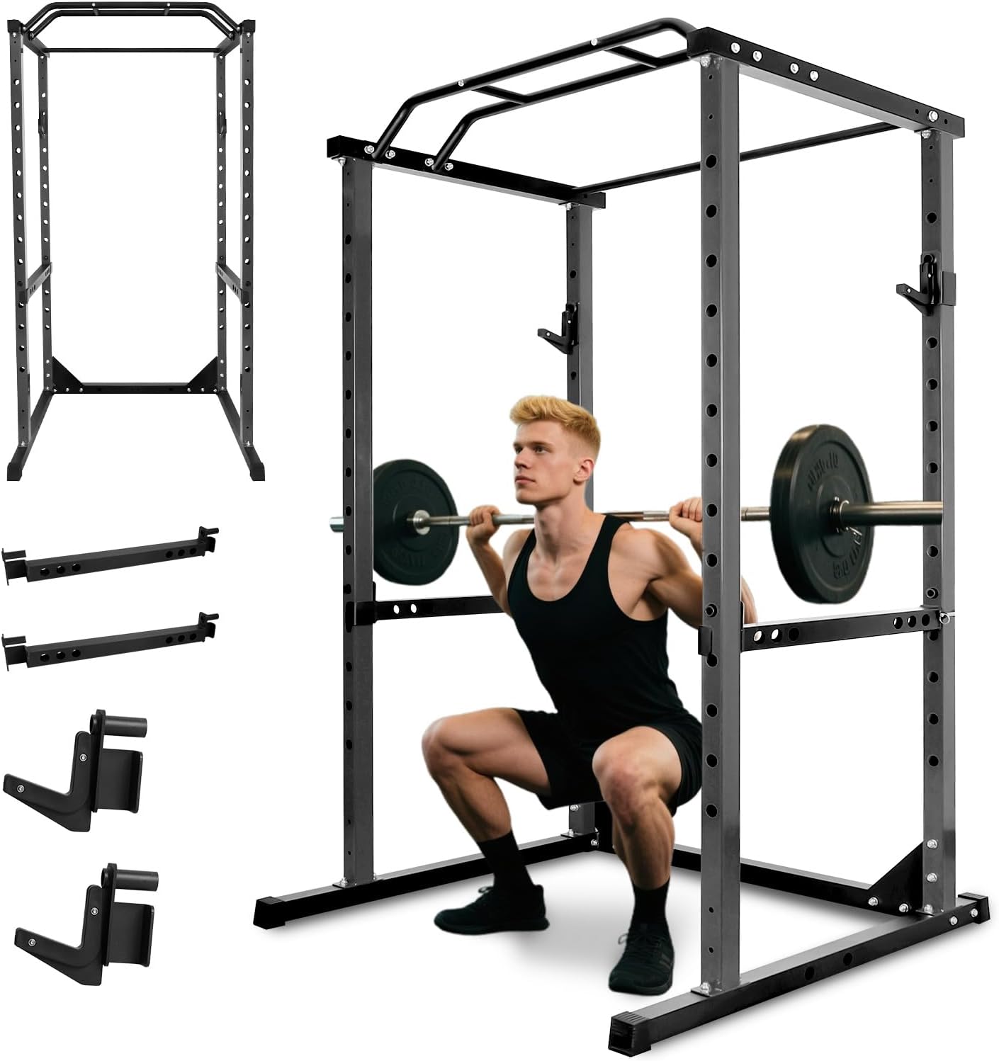 Generic Generic Squat Rack – 1500 Lbs Capacity Power Cage for Home Gym