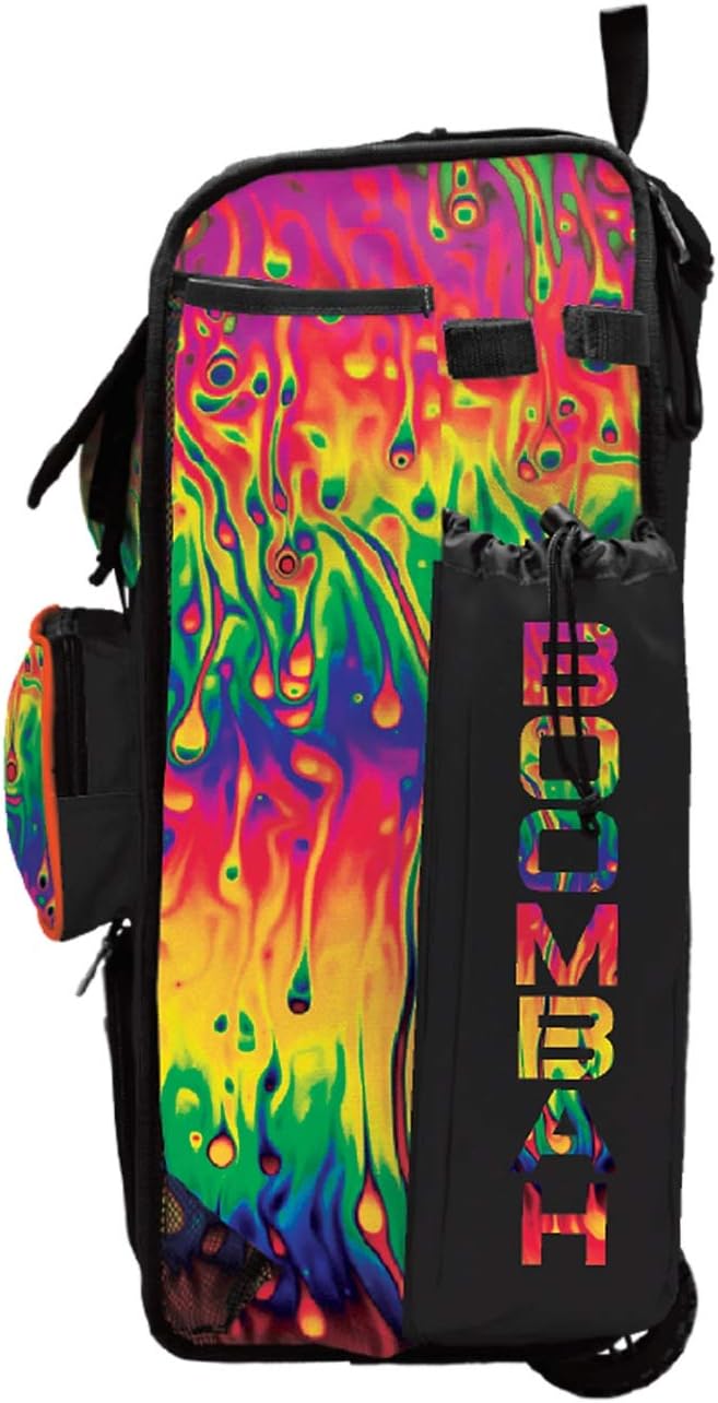 Boombah Rolling Catchers Superpack 2.0 Baseball/Softball Gear Bag - 23-1/2" x 13-1/2" x 9-1/2" - Lava Multi - Telescopic Handle - Holds 4 Bats - Wheeled Version