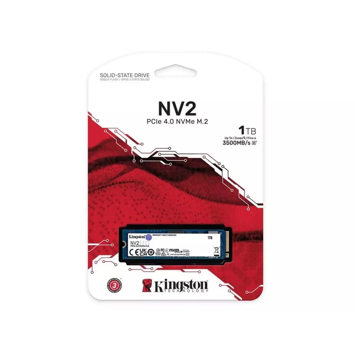 Ssd 1tb M.2 NVMe PCIe 3500mbs Leit - 2100mbs Grav NV2 SNV2S1000G Kingston