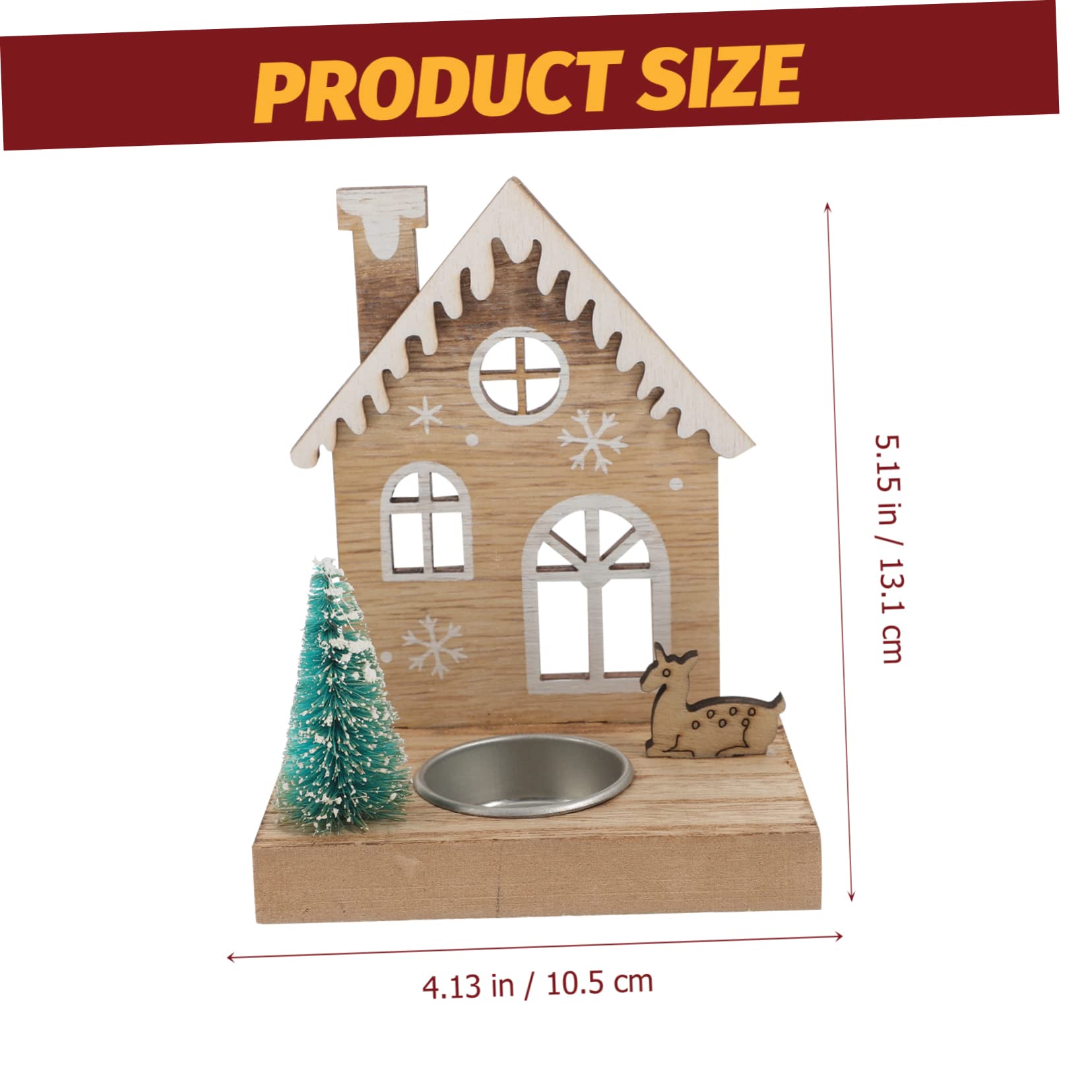 GRIRIW Santa Deer Tea Light Holder Christmas Decor Ornament Wooden Candle Stand Centerpiece