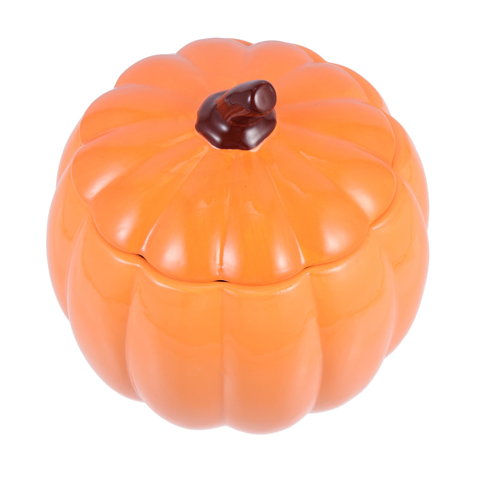 IMIKEYA Tazón de Sopa de Fiesta Otoño de Cerámica Tapa y Asa, Diseño Calabaza Naranja de 1800ml para Picnic y Hogar en Fiesta Otono