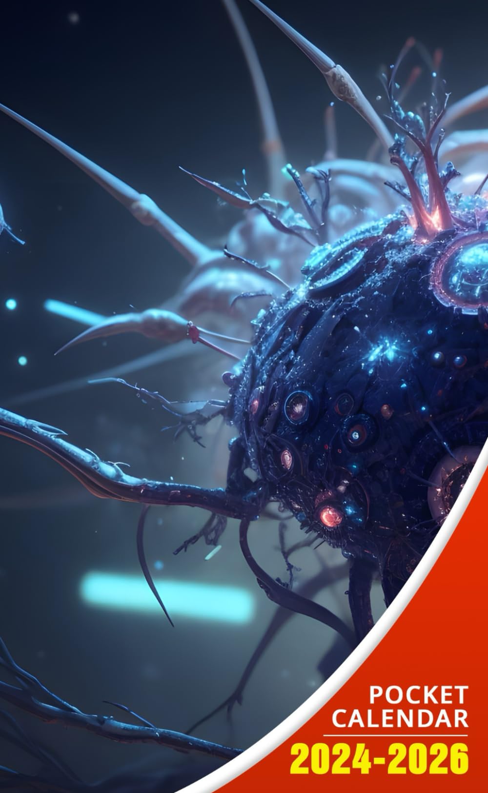 Pocket Calendar 2024 - 2026: Three-Year Monthly Planner for Purse , 36 Months from January 2024 to December 2026 | Synaptic sci-fi macro