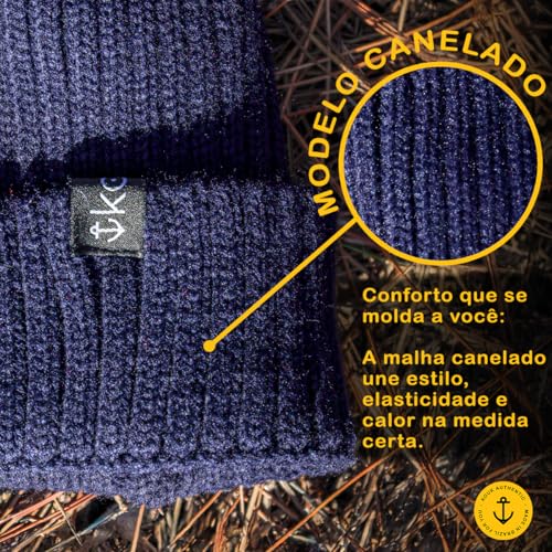 Kit 2 Gorros Inverno Touca de Frio Lã Canelada Gelo Neve Vento Orelha Quentinha Proteção Unissex (BR