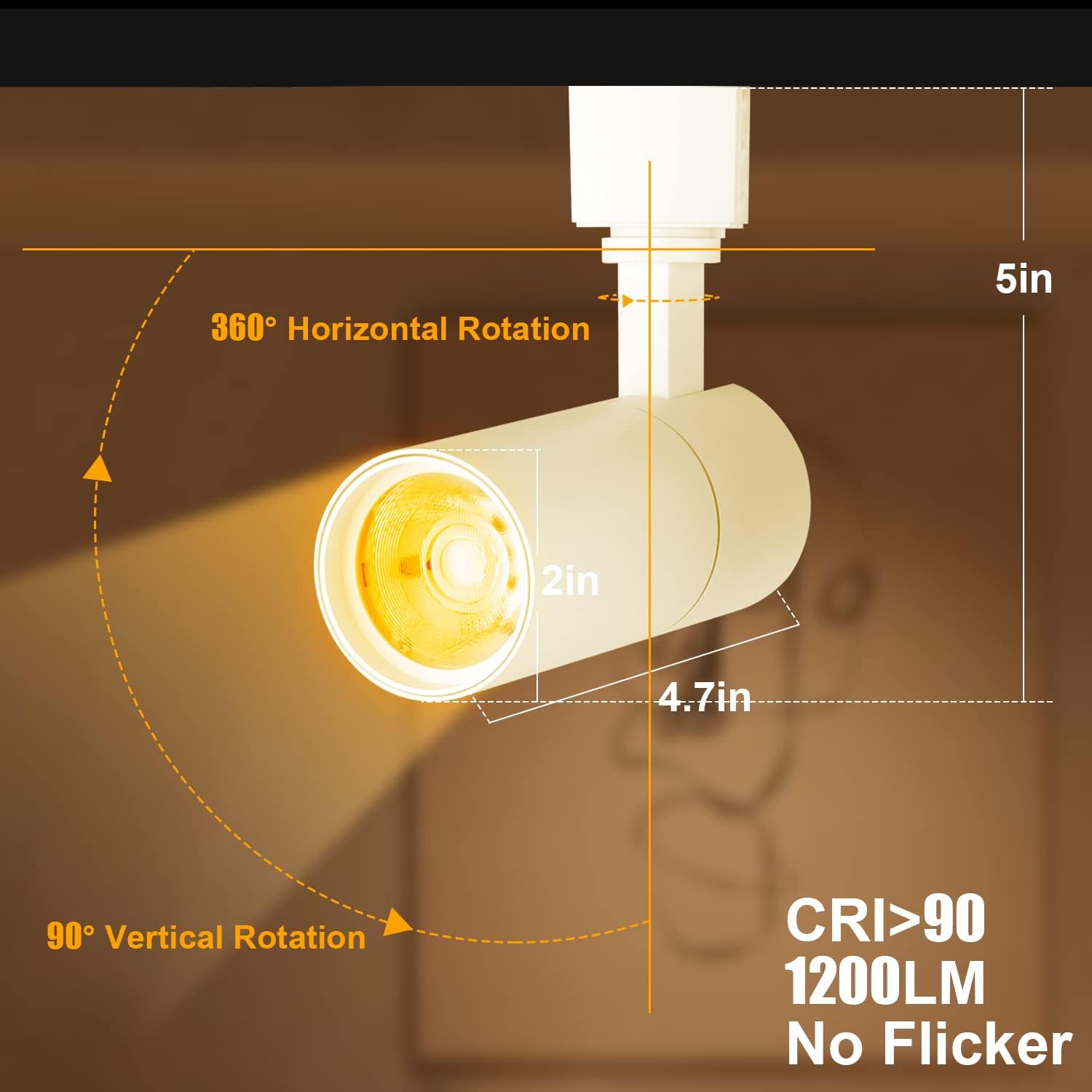 EAGLOD 12W H Track Lighting Heads,LED Halo LED Track Light Heads Dimmable CRI90+ Track Spotlight for Kitchen,Wall, Task Retail 3000K Warm White 120V 36°Angle 6 Pack (White)