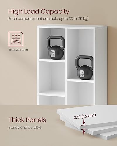 Miniatura 9 de VASAGLE Juego de 2 estanterías, estanterías, 5 compartimentos, estantes independientes y organizadores de cubos, estantes de exhibición para Blanco