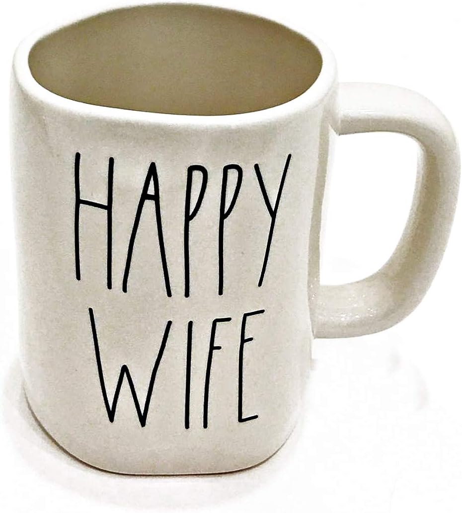 Rae Dunn by Magenta Ceramic Mug for Coffee, Tea, Latte | HAPPY WIFE