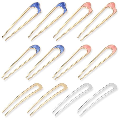 12 horquillas de metal en forma de U, horquillas de pelo vintage, horquillas francesas, moños, accesorios para el cabello para mujeres y niñas,