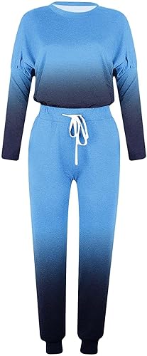 Miniatura 5 de Conjunto deportivo de dos piezas para mujer, conjunto de teñido anudado con bloques de color, casual, holgado, de manga larga y pantalones, trajes