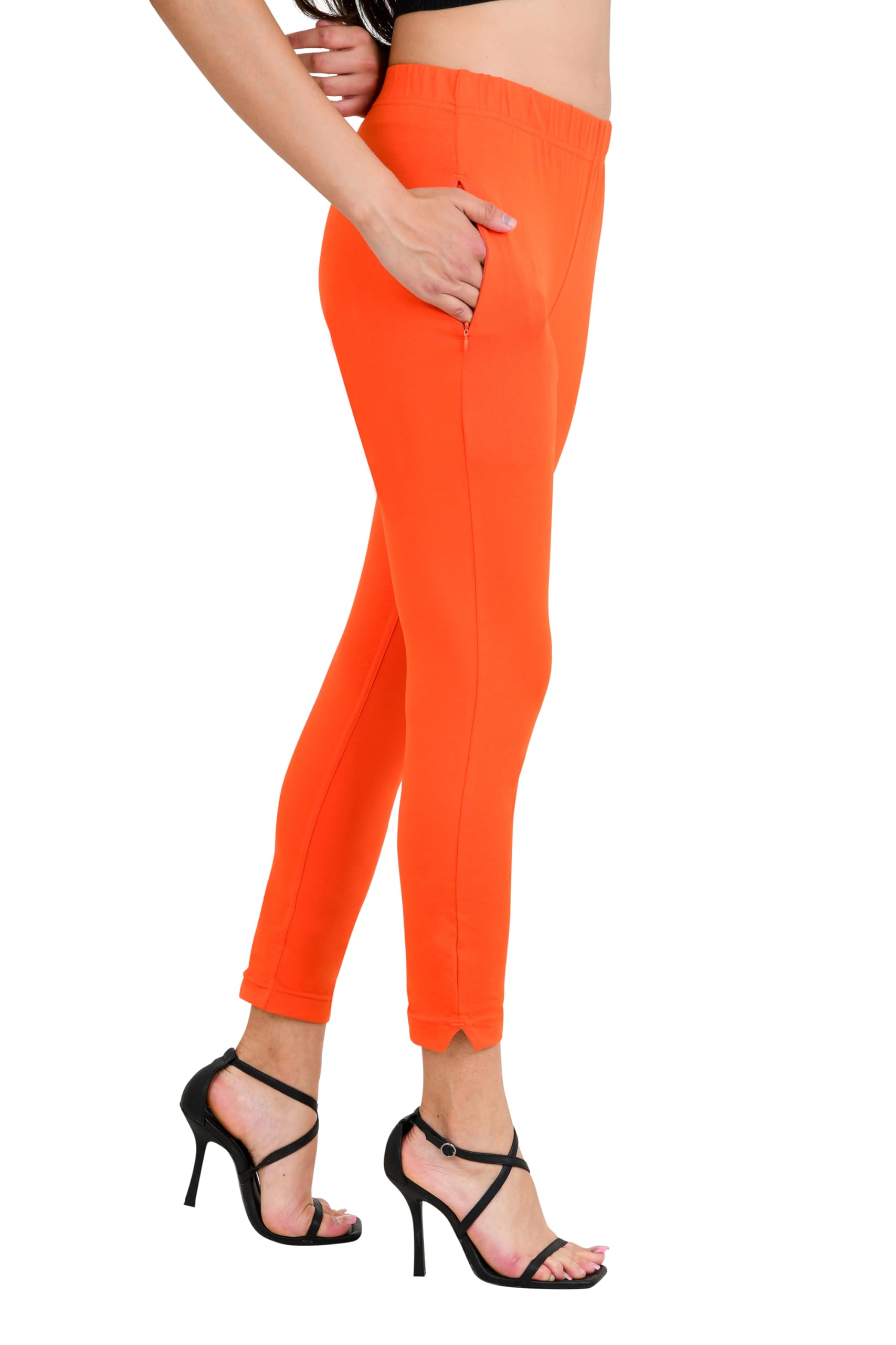 Women's 100% Cotton Fabric Regular Fit Kurti Pants with Mobile Phone Pocket for Casual, Formal and Everyday Wear, Free Size (2XL) - Orange-image-38