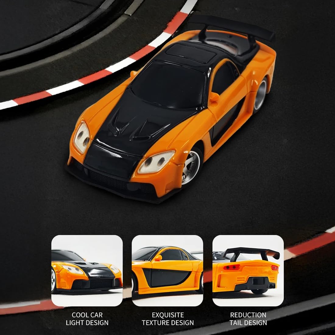 Goekhyrani 1/43 Scale RC Drift Car - 2.4G Full Proportional, With Lights, RTR (Orange)