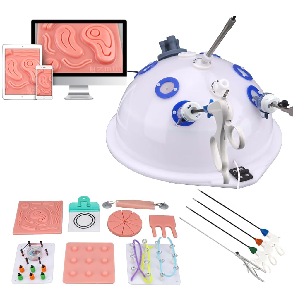 Drxrd Light Laparoscopic Box Laparoscopic Simulator Training Box With Source & Camera & 4 Training Instruments & 10 Training Modules For Surgical Instrument Trainer Teaching 0°