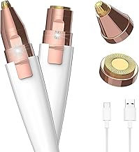 Hewan Hair removal machine Facial hair removal machine 2-in-1 Eyebrow Trimmer for Women - Facial Hair Removal Machine For Women - Face,Upper Lips,Cheek, Chin and Nose Hair Remover, USB RECHARGEABLE Epilator With Ring Light (White)