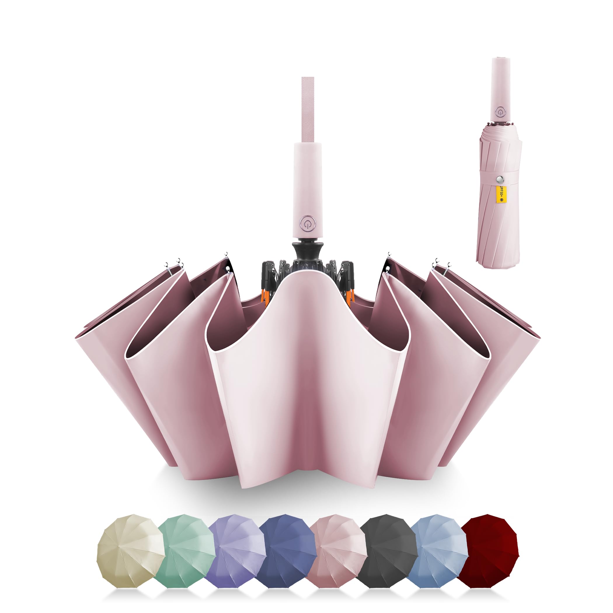 Zeproage Fiberglass Umbrella, Auto Open & Close, Windproof & UV Protection, Sturdy Large Canopy and Reinforced Double 12-Ribs Frame, Quick Dry Folding