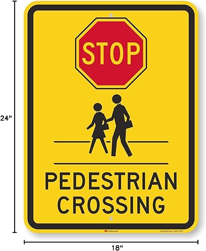 Miniatura 8 de SmartSign Letrero "Stop - Peatón Crossing" | 18" x 24" 3M de aluminio reflectante de alta intensidad