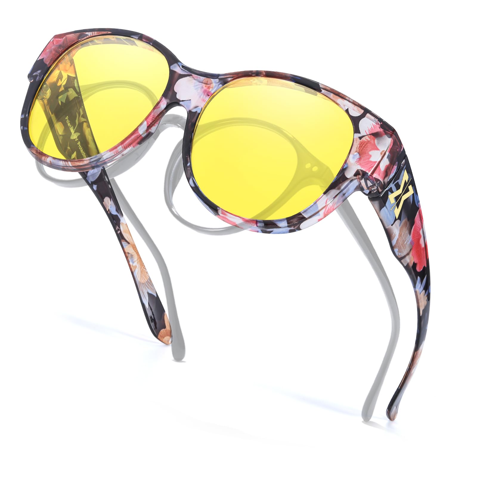 Xfeel Night Driving Glasses Over Prescription Glasses for Women Anti Glare Night Vision Glasses for Low-Light Conditions