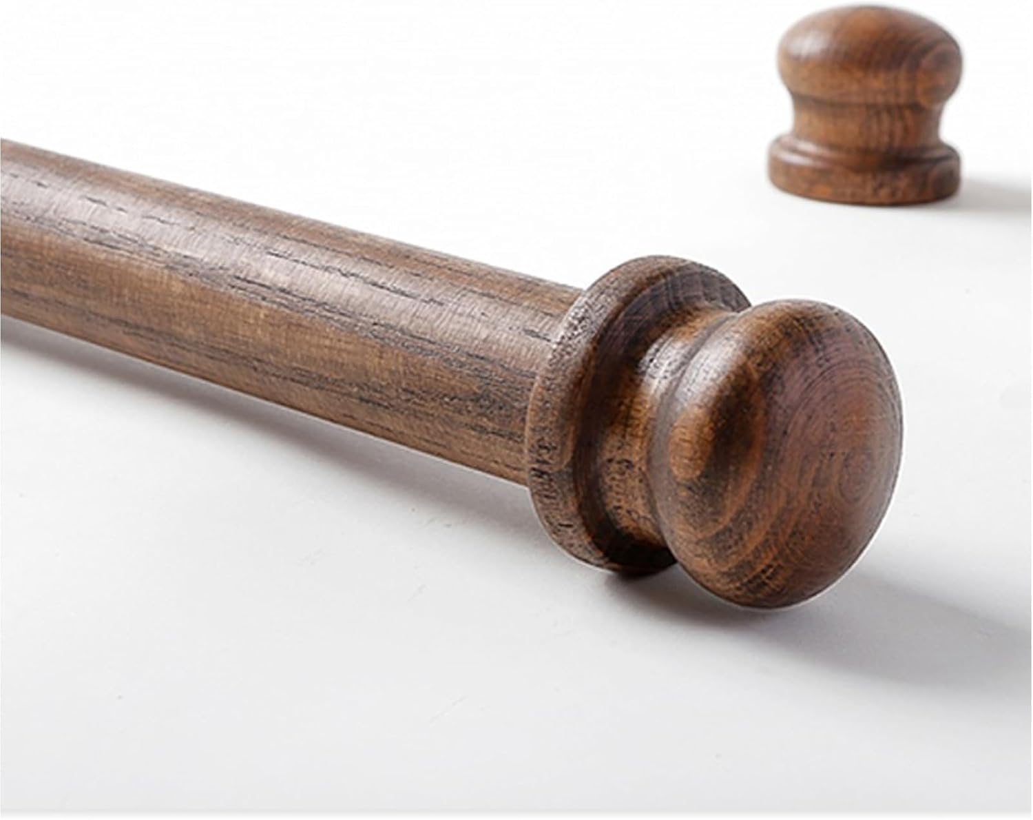 JEKKAH Walnut Color Solid Wood Curtain Rod Wooden Rod Hanging Ring Roman Rod, Used for Decorative Curtain Rods in Bedrooms and Living Rooms(62.9inch)