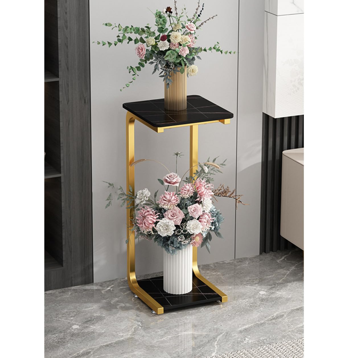 2層透かし彫りトレイデザイン、観葉植物・花ディスプレイラック 2層透かし彫りトレイデザイン、観葉植物・花ディスプレイラック