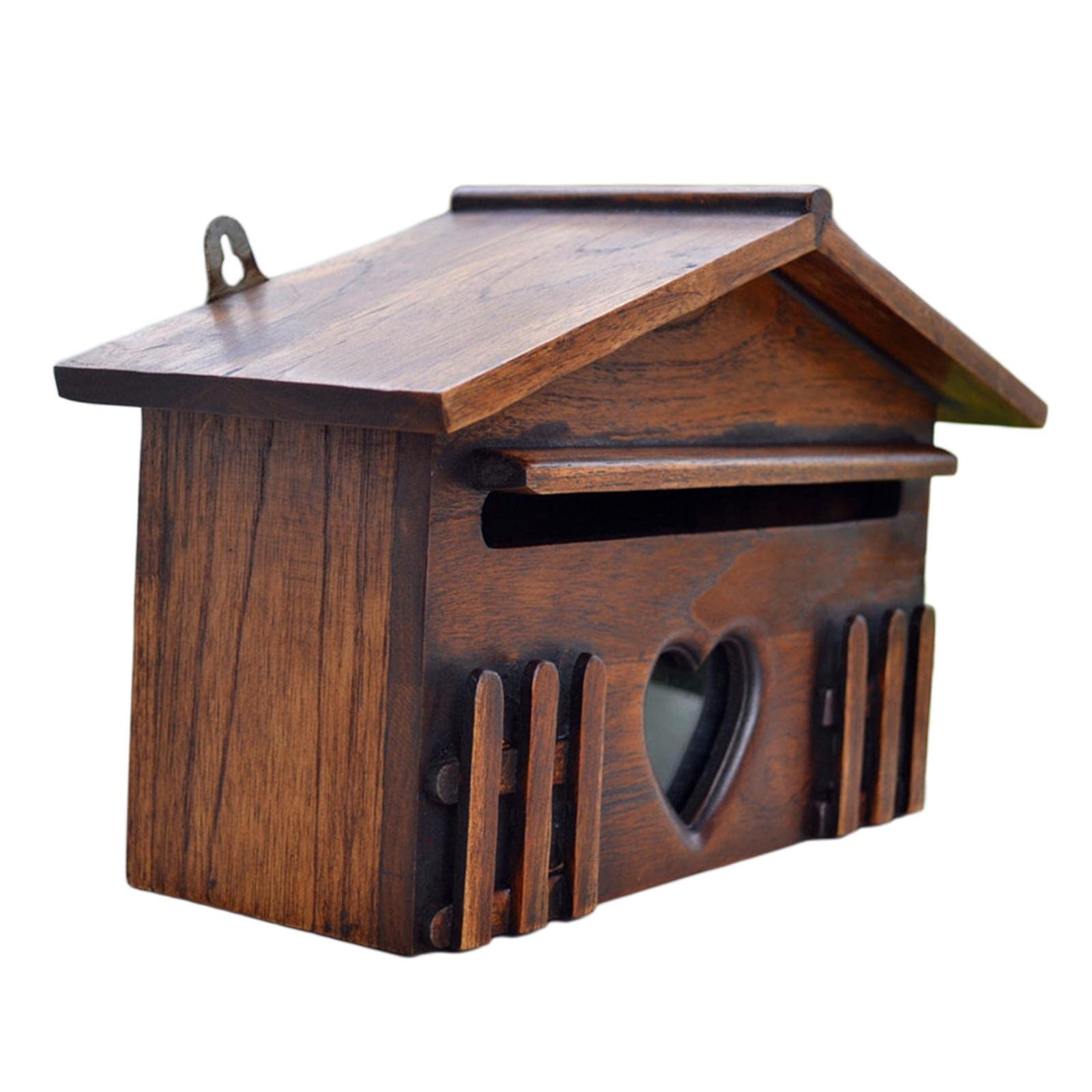 MERISHOPP Rural Wood Wall Mounted Lockable Mail Box Hanging Secure Letterbox Drop Box-image-49
