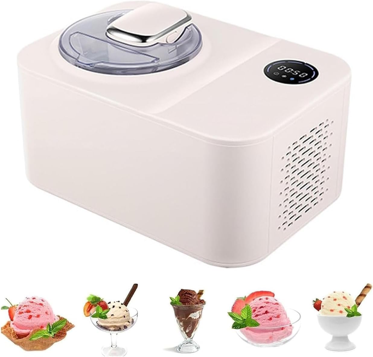 Automatic Ice Cream Maker With Compressor, 1.2L Large Capacity Stainless Steel Homemade Ice Cream Maker Machine, For Kids F.Rozen Yogurt, Gelato, Sorbet