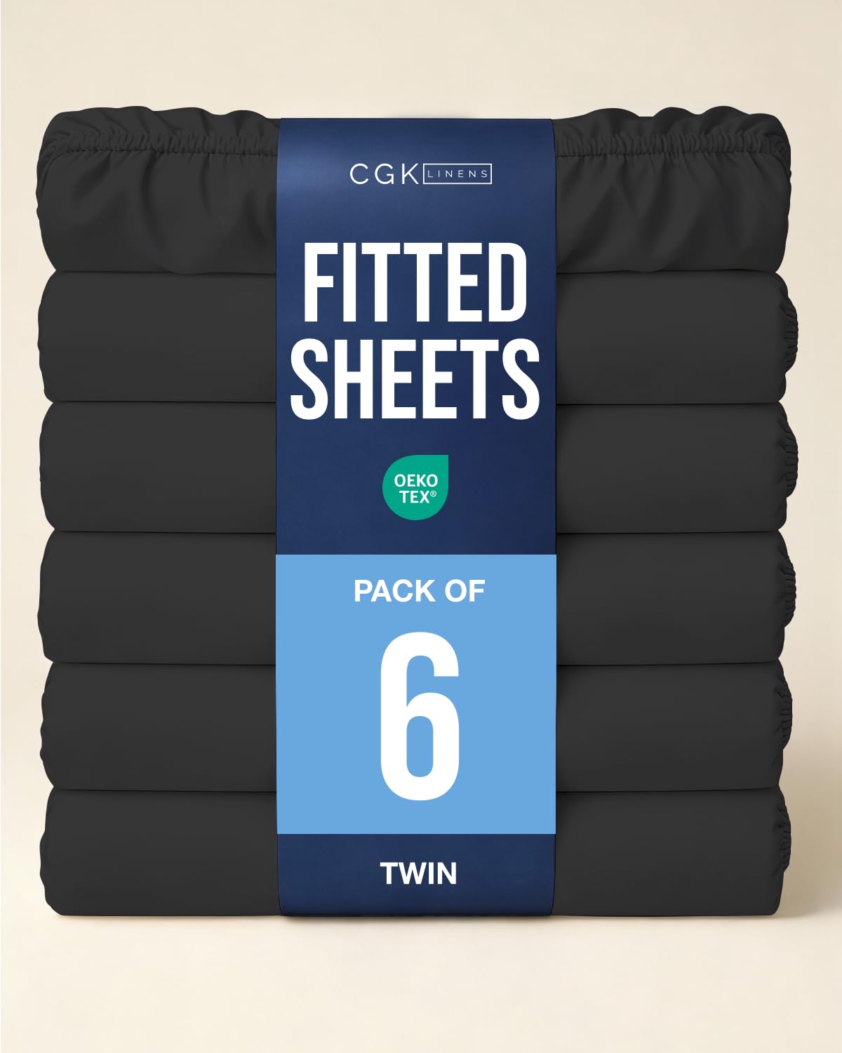 Twin Fitted Sheet - Pack of 2 Single Fitted Bottom Sheet Only - Black