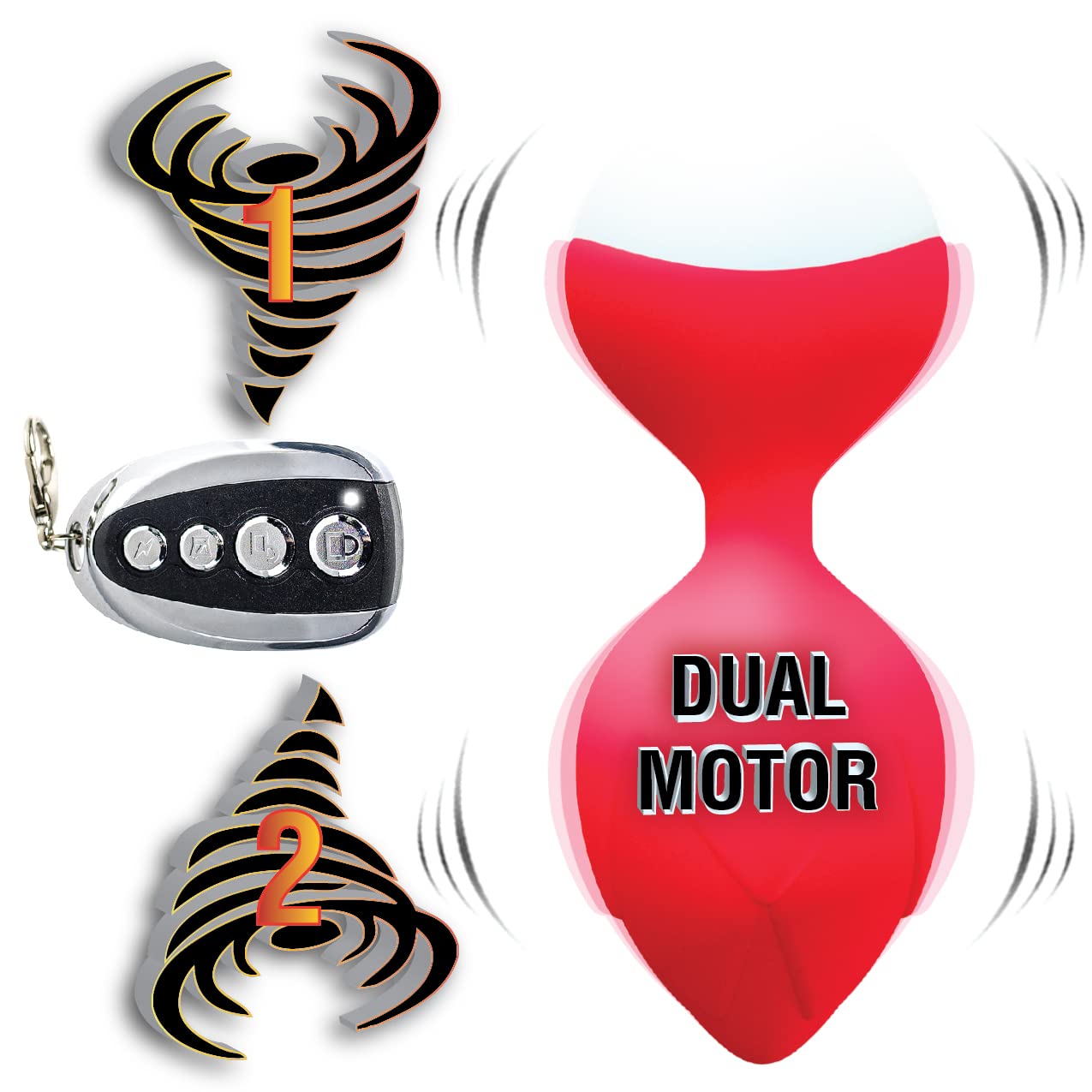 Dual Motor Wireless Vibrator, 30 Feet Range, USB Recheargeable Pink