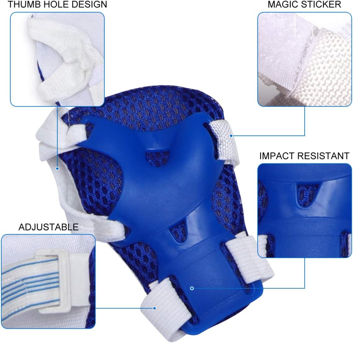 1Set Sports Protection Gear Thickened Knee and Elbow Pads for Roller Skating Cycling and Outdoor Activities Durable Shock Absorbing Design Dark Blue