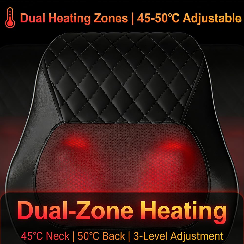 Masajeador de cuello con calor, cojín de masaje para cuello, masajeador Shiatsu 3D amasador de espalda, alivio del dolor muscular para cuello, espalda, piernas, regalos para mujeres (carga, C)