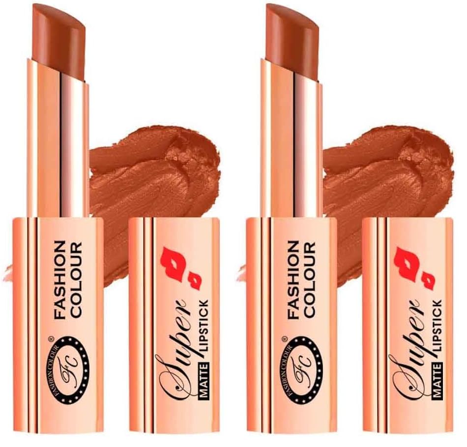 Image of Fashion Colour Waterproof and Long Wearing Premium Super Matte Lipstick, For Glamorous Look, 4g, Shade 01 (Pack of 2)
