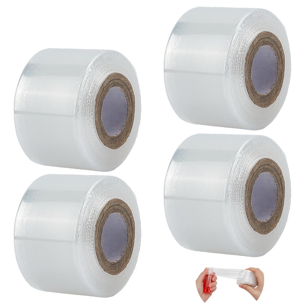 FREEBLOSS 4 Rolls Mini Stretch Wrap Saran Wrap 1.57in*656ft Heavy Duty Stretch Film for Packing Supplies Bottles Cans Moving