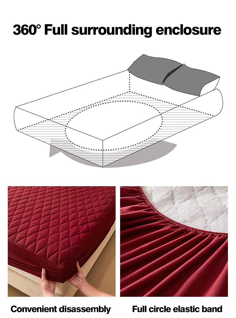 Matratzenschoner Atmungsaktiver,weicher Matratzenschutz Wasserdichtes,rutschfestes Und Staubdichtes Spannbettlaken Schutzauflage In Hotelqualität-Black||200 * 220cm(3-Piece Set)