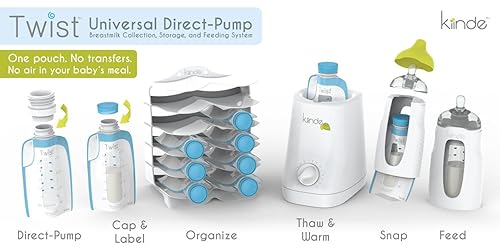 Miniatura 6 de Bolsas de almacenamiento de leche materna directo de la bomba con tapa a rosca Twist Pouches incluye tapas