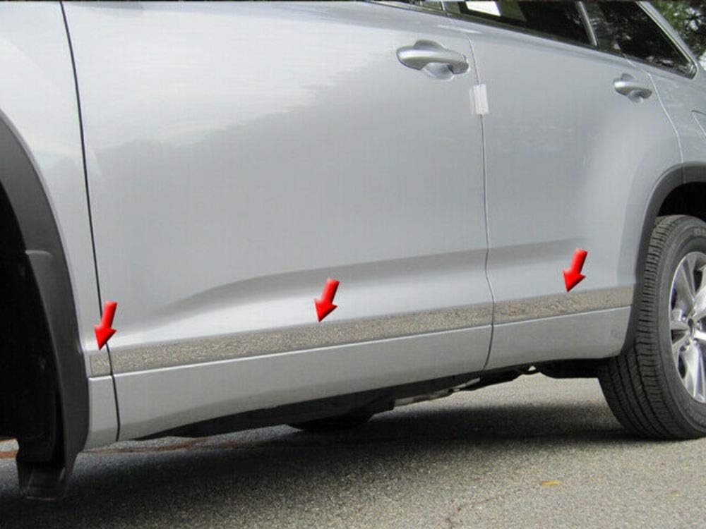 QAA is Compatible with 2014-2019 Toyota Highlander 6 Piece Stainless Rocker Panel Trim, Lower Kit, 1.25" - 2.00" Tapered Width TH14110