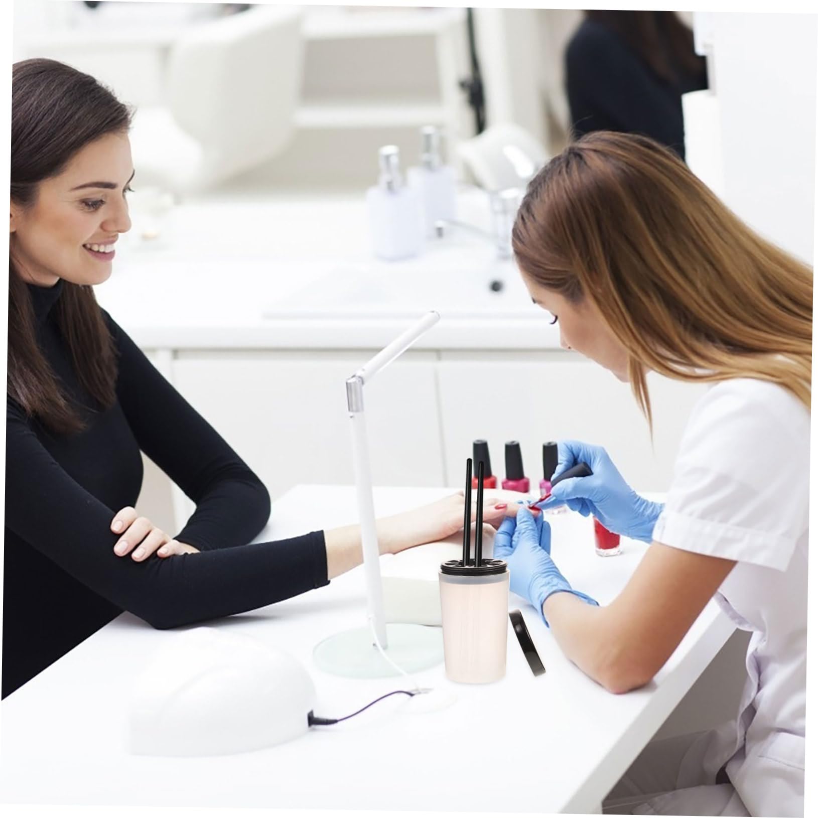 VICASKY Pen Cup Carved Pen Wash Cup Nail Art Tool Cleaning Crystal Pen Washing Bucket Plastic